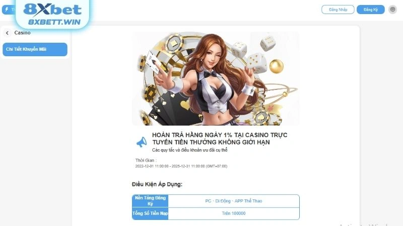 Casino 8XBET sở hữu hệ thống khuyến mãi đẳng cấp