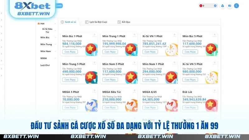 Đầu tư sảnh cá cược xổ số đa dạng với tỷ lệ thưởng 1 ăn 99